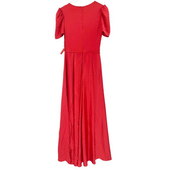 MAC DUGGAL Dress Size 0 Evening Gown Red NEW Puff Sleeve V-Neck Satin - Picture 5 of 7